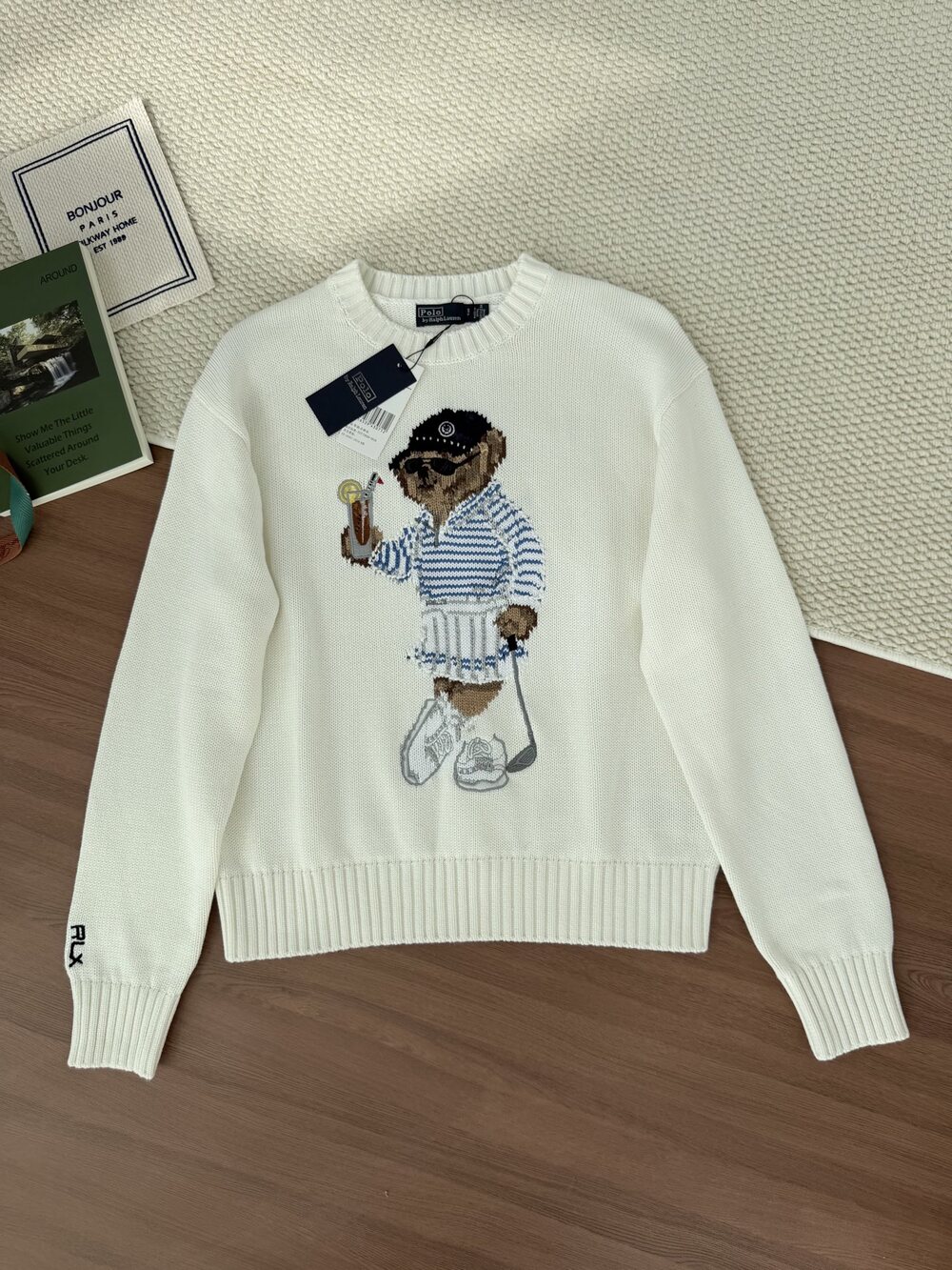 Polo Ralph Lauren Golf Bear Knit Sweater, Off‑White Cotton Knit Jumper